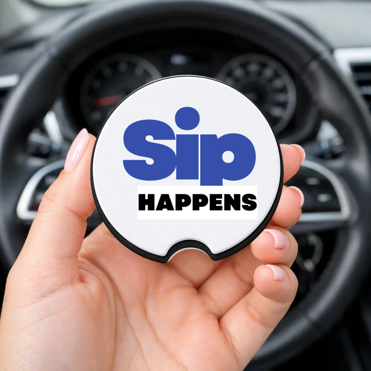 ☕ Sip Happens – Funny Coffee Car Coaster Set