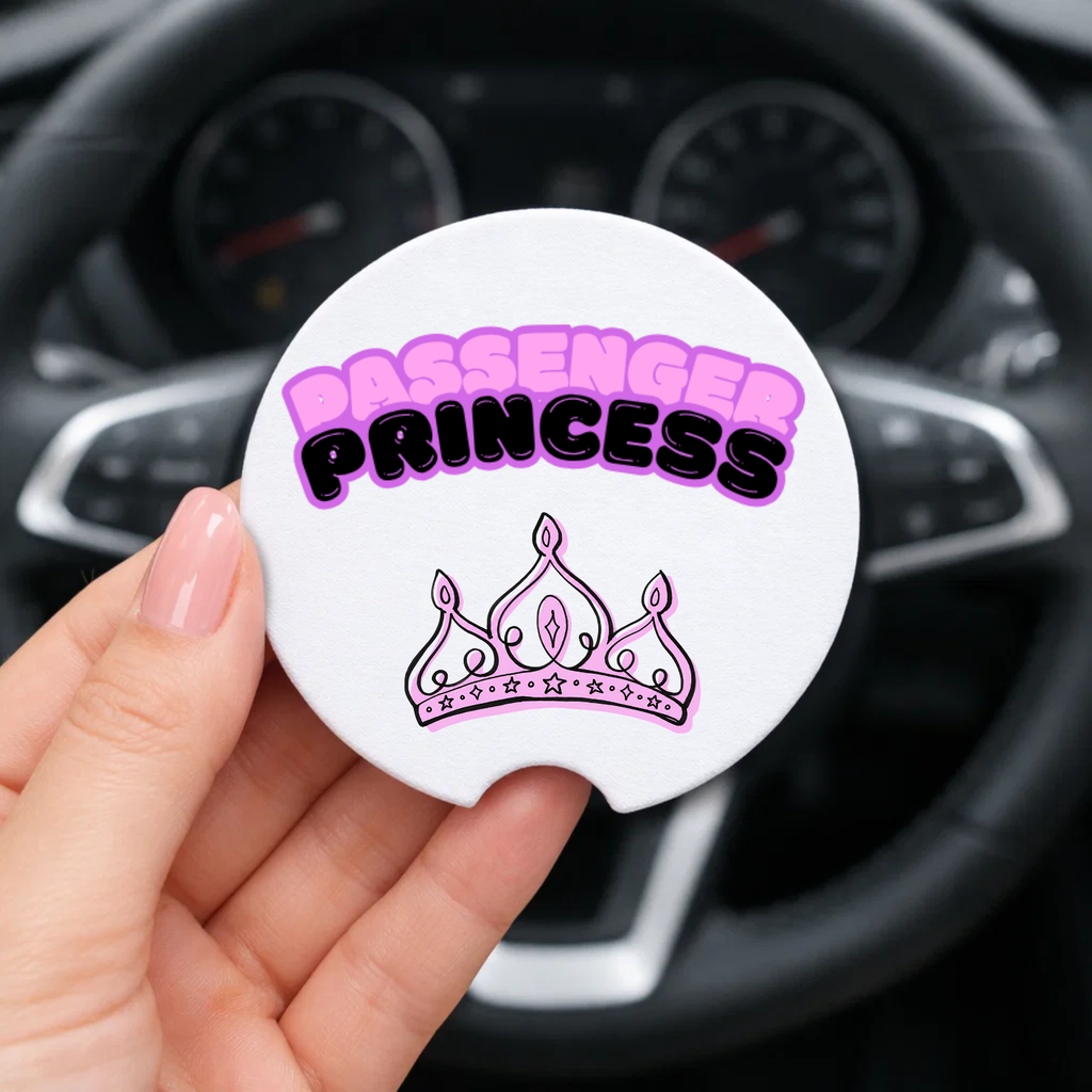 👑 Passenger Princess – Funny Car Coaster Set