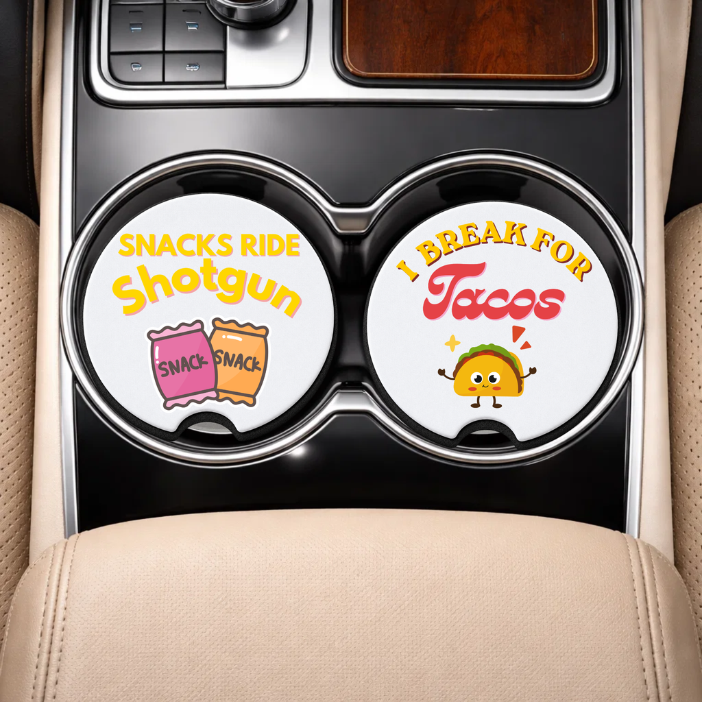 🌮 Snacks Ride Shotgun Car Coaster Set