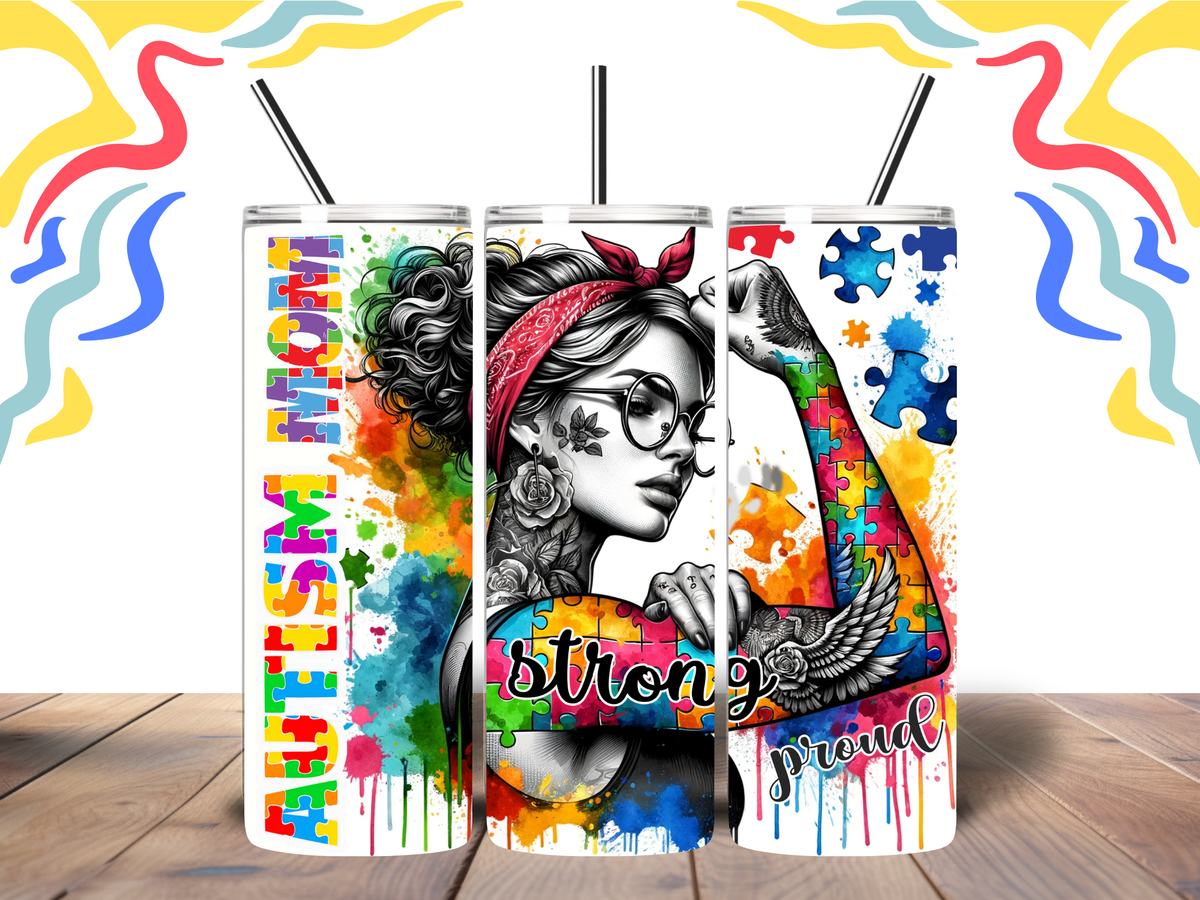 Autism Mom – Strong & Proud 20oz Tumbler