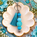 Turquoise Sparkle Beaded Keychain