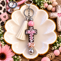 Faith & Healing Cow Print Beaded Keychain