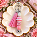 Pretty in Pink Beaded Keychain
