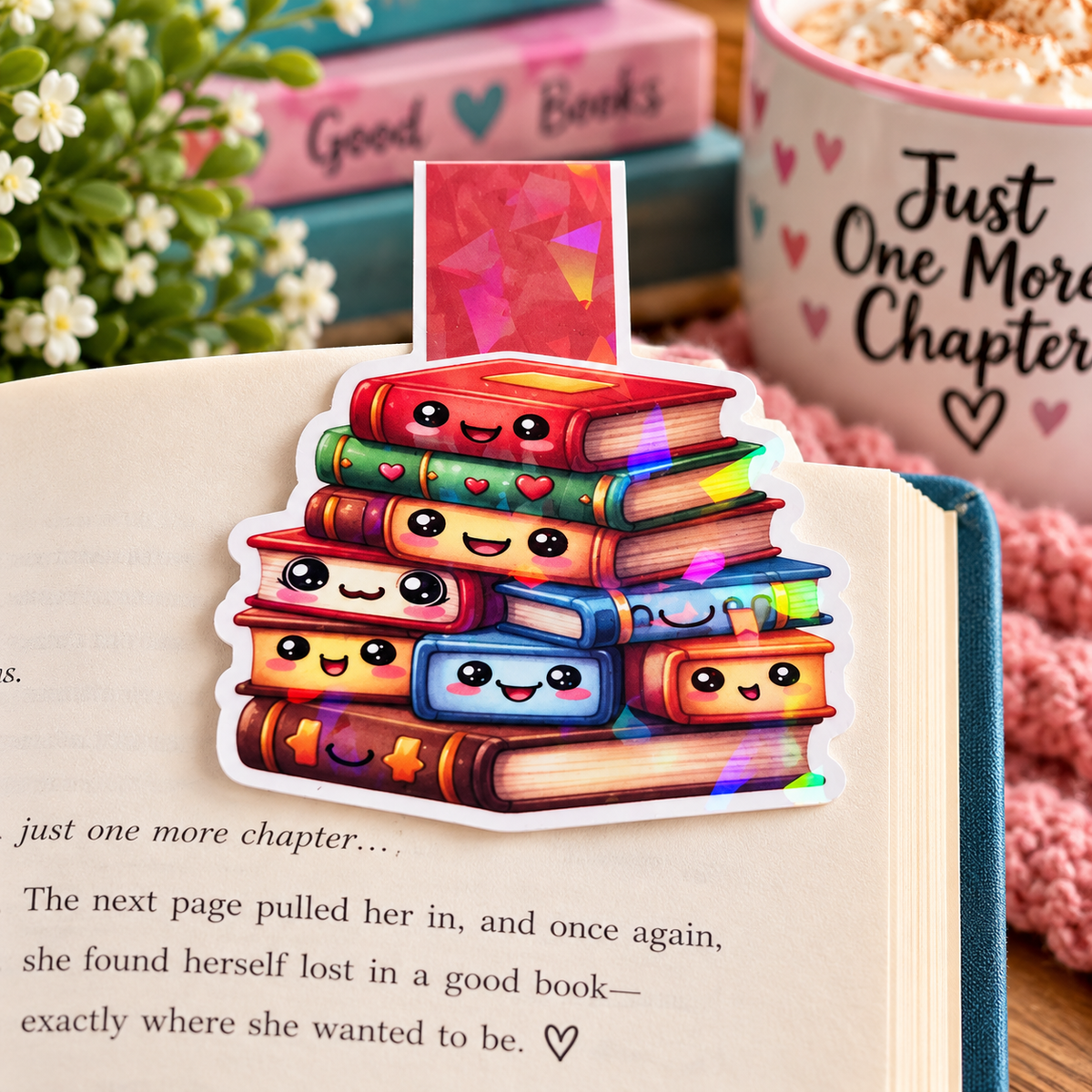 Cute Kawaii Books Holographic Magnetic Bookmark