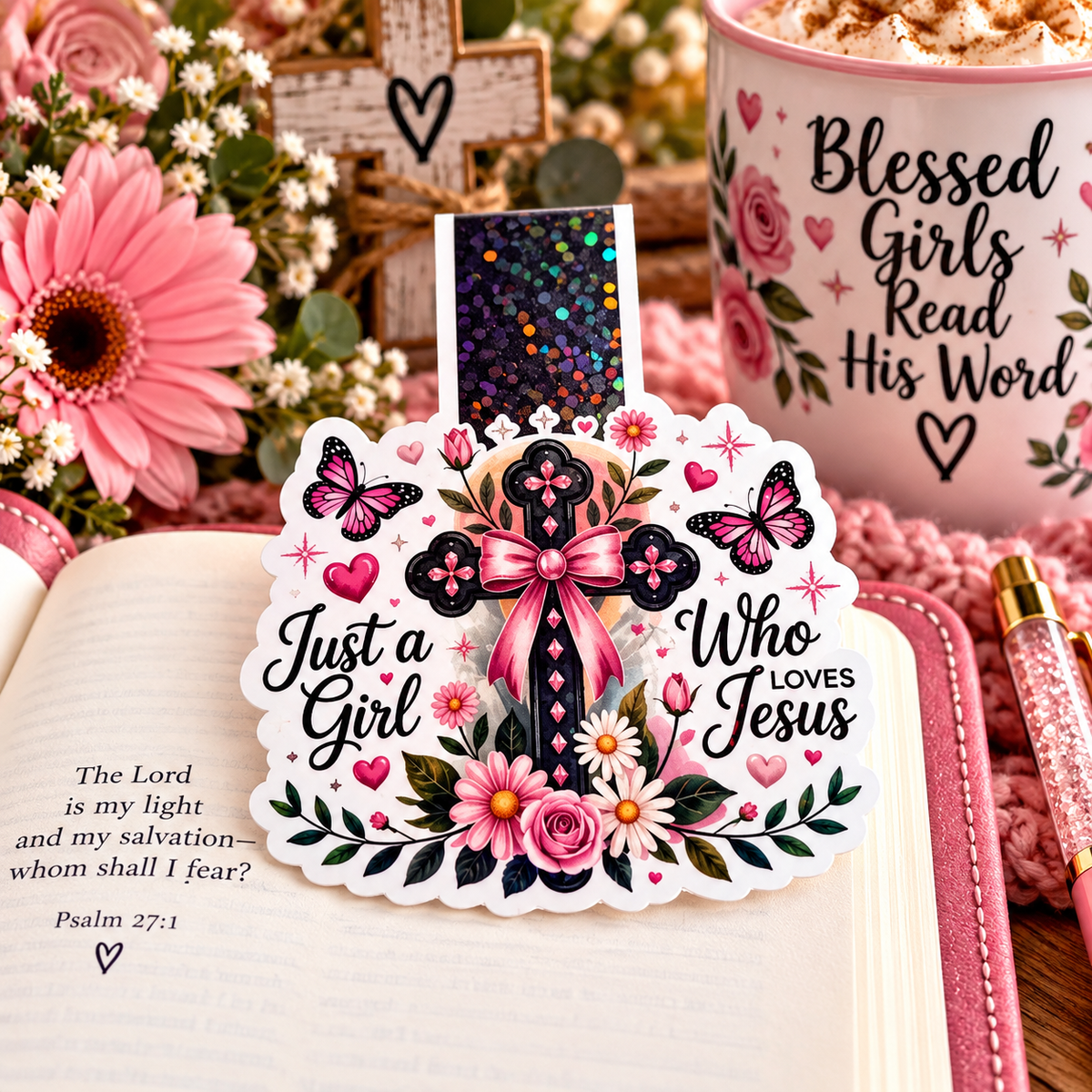 Just a Girl Who Loves Jesus Holographic Magnetic Bookmark
