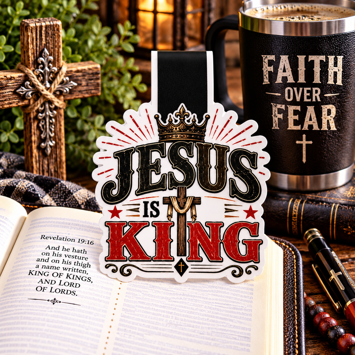 Jesus Is King Christian Magnetic Bookmark