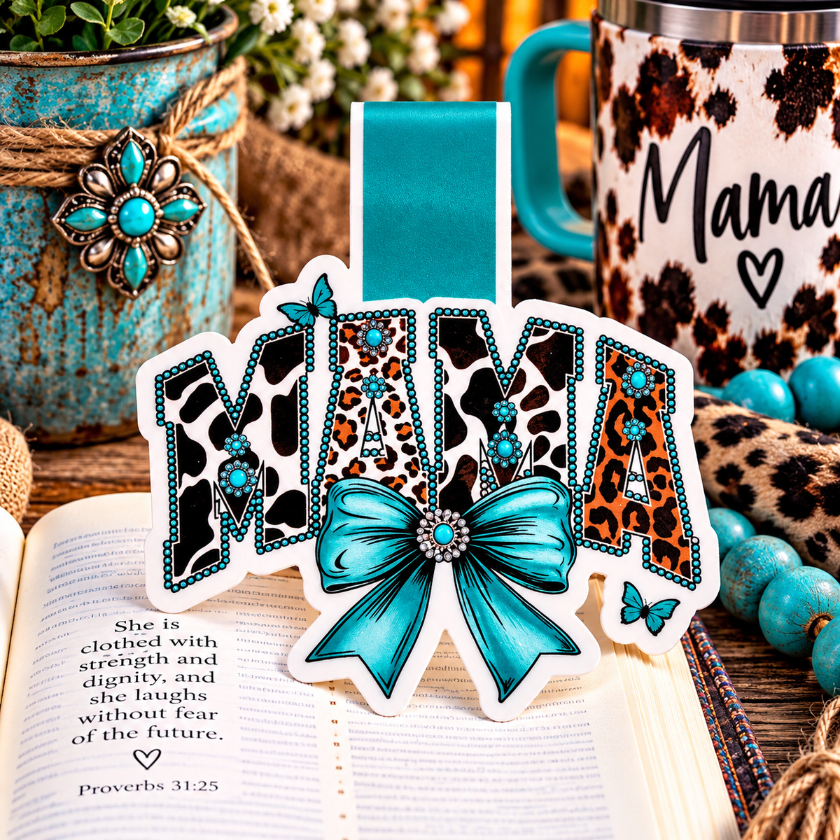 🤎 Turquoise Western Mama Holographic Magnetic Bookmark
