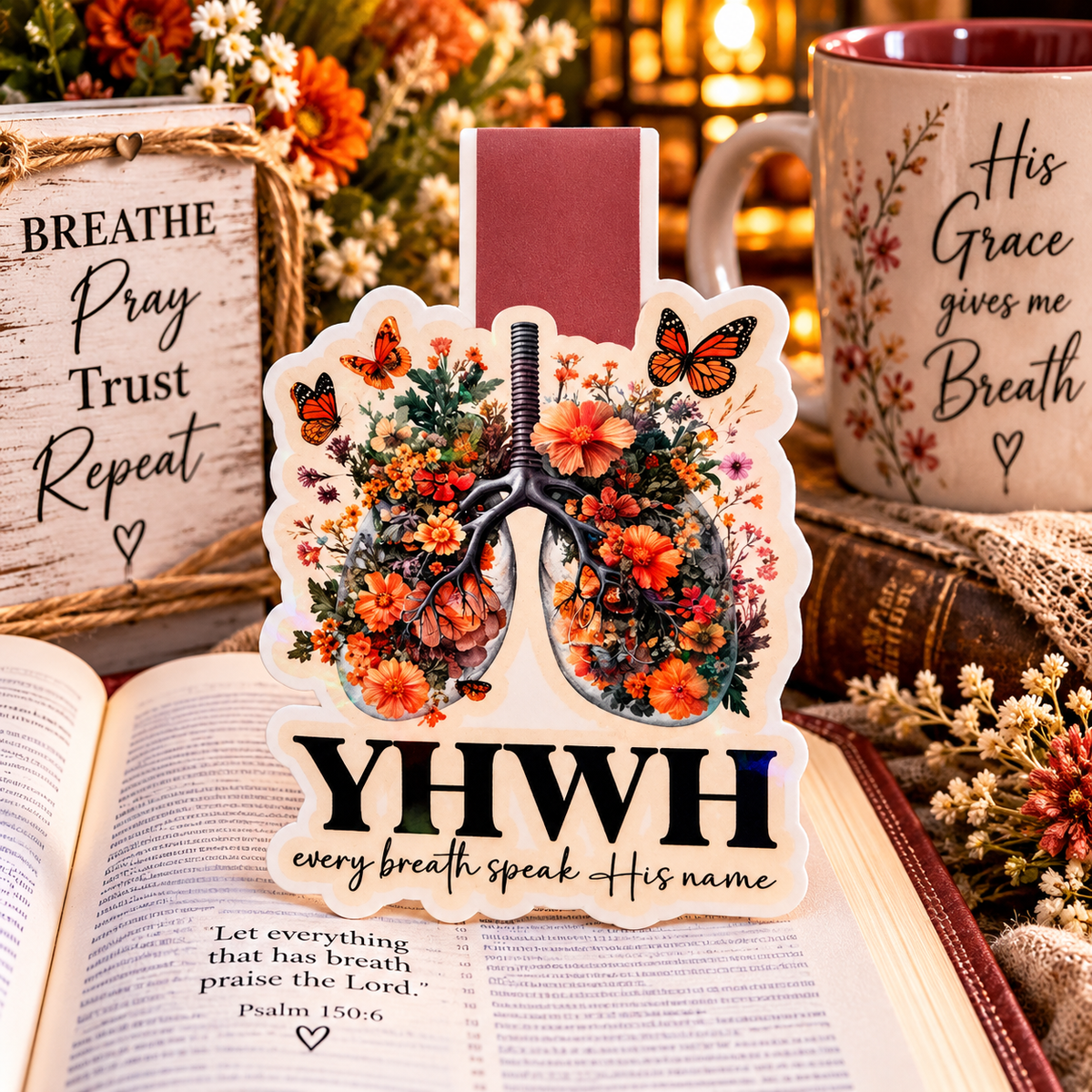 🌸 YHWH Every Breath Holographic Magnetic Bookmark