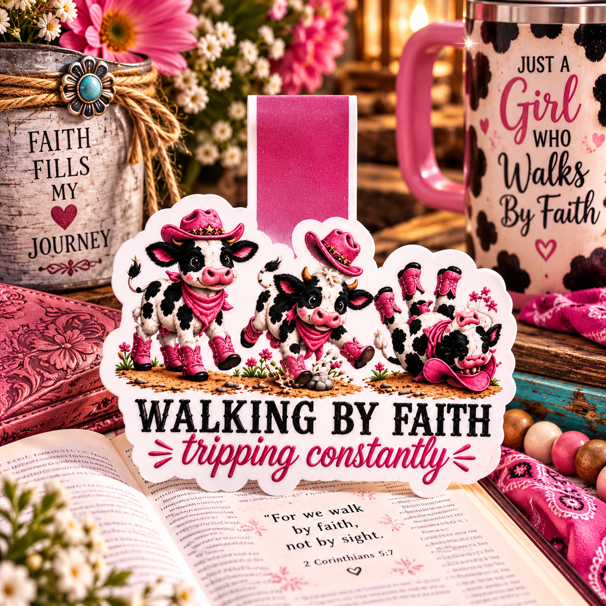 🐄 Walking by Faith Holographic Magnetic Bookmark