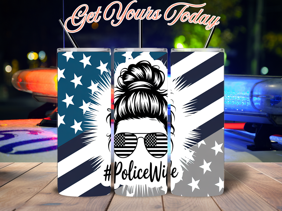 Proud Police Wife Patriotic 20oz Tumbler