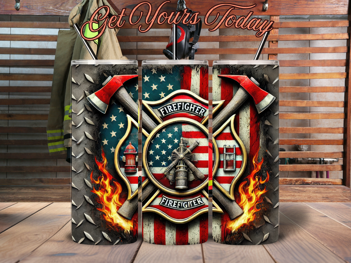 Courage Under Fire Patriotic Firefighter 20oz Tumbler