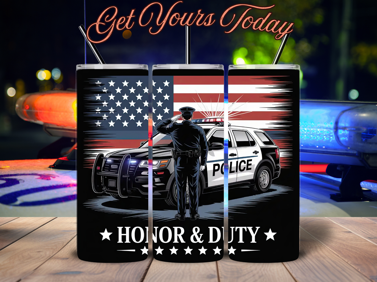 Honor &amp; Duty Patriotic Police Officer 20oz Tumbler