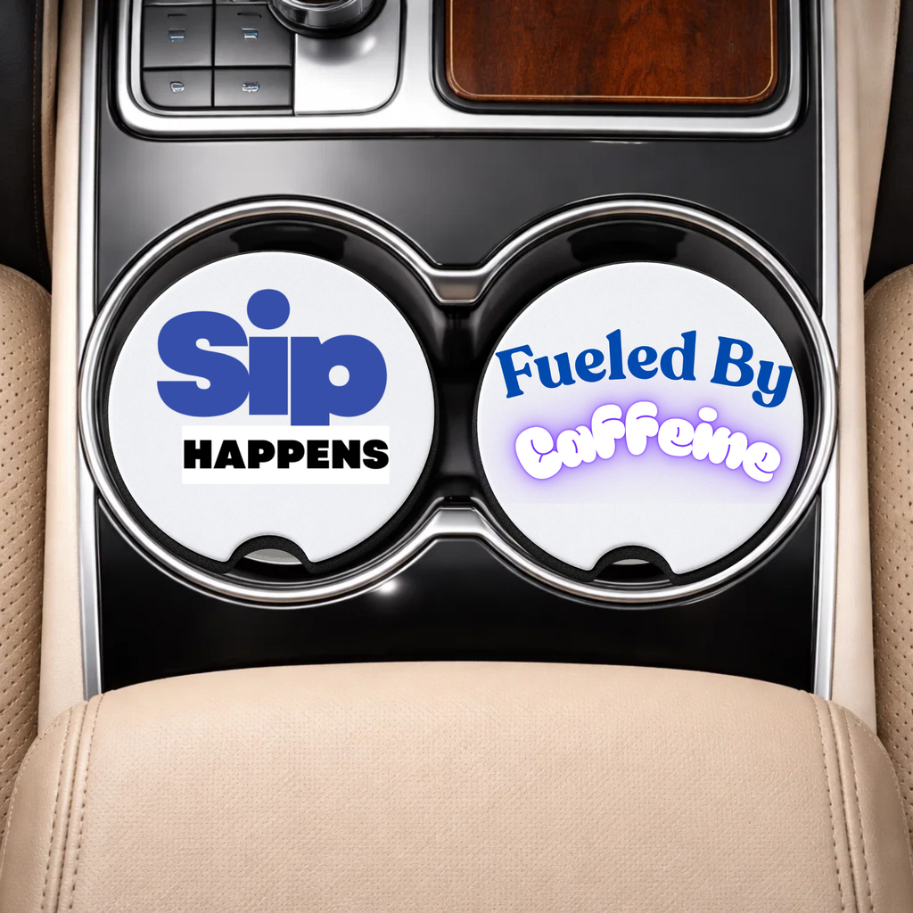 ☕ Sip Happens – Funny Coffee Car Coaster Set