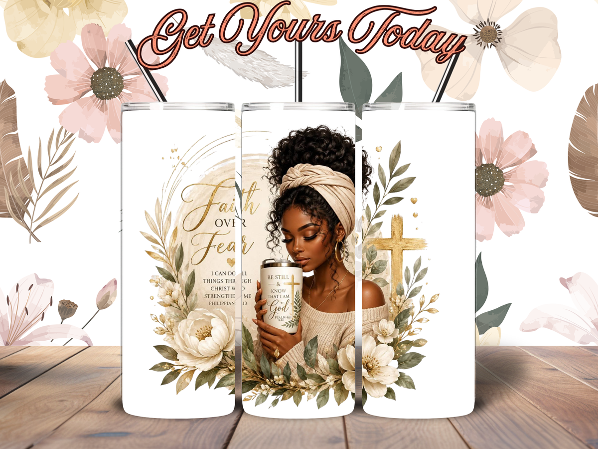Faith Over Fear Cream Floral 20oz Tumbler