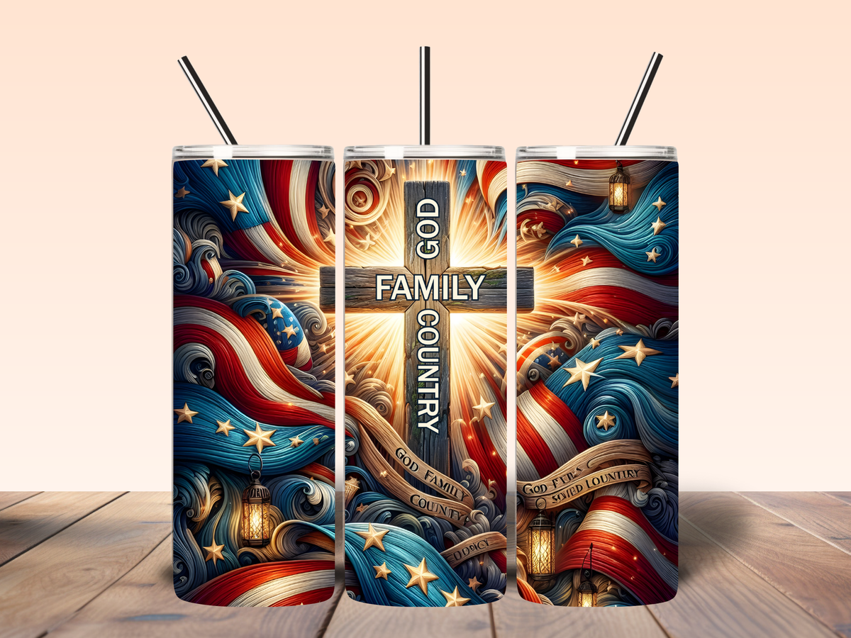 God, Family, Country – 20oz Christian Patriotic Tumbler