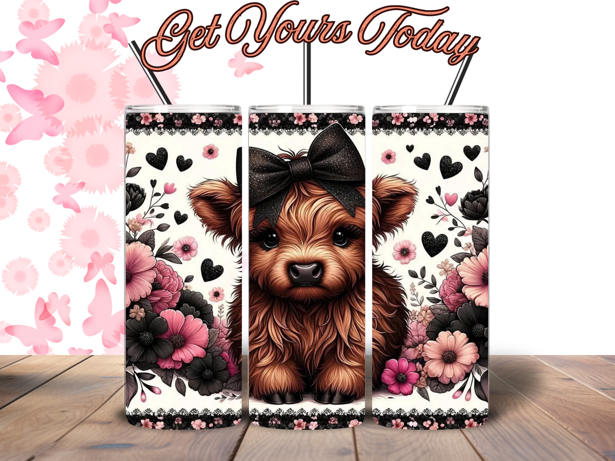 Pretty in Pink Highland Cow 20oz Tumbler