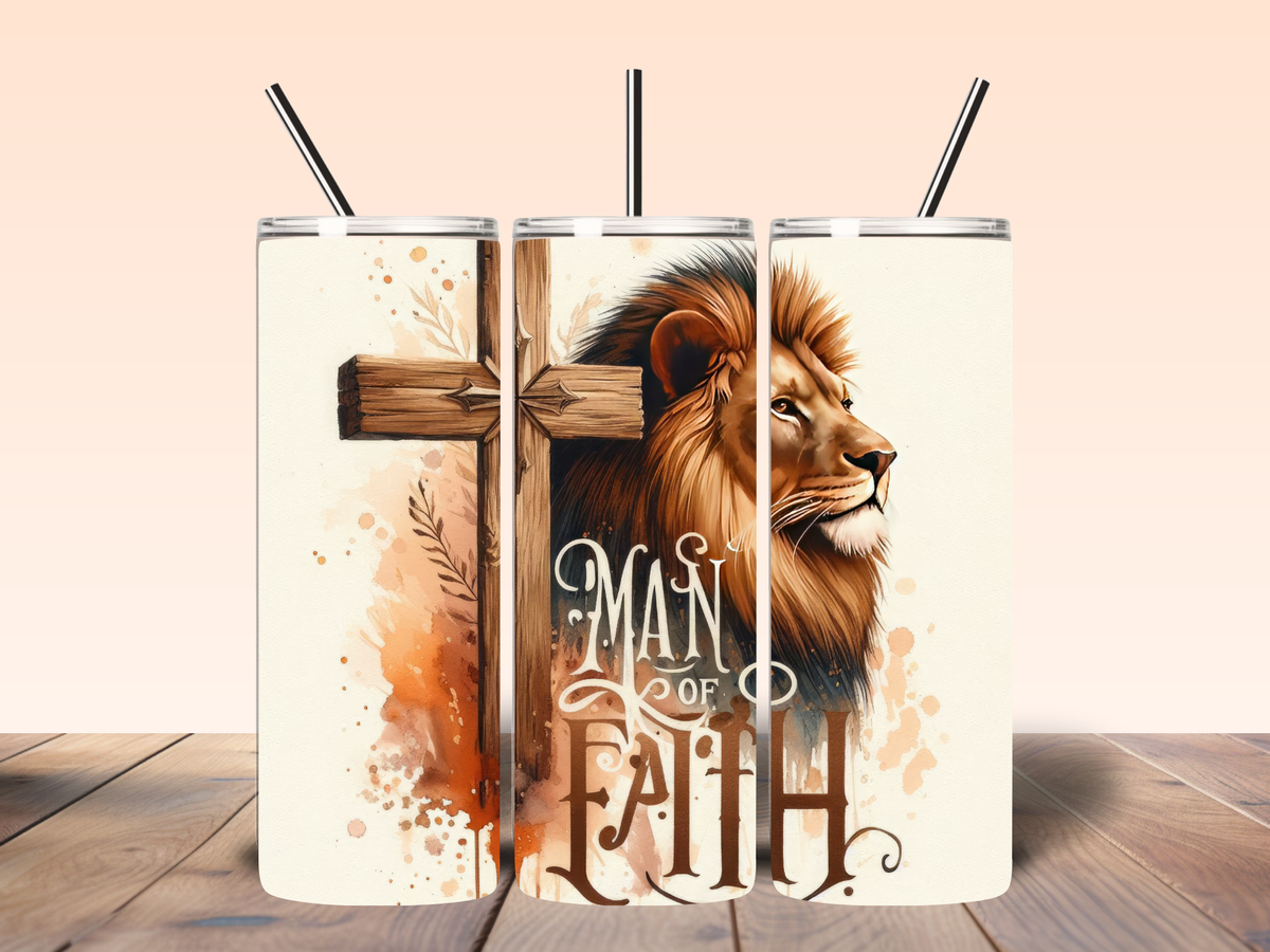 Man of Faith Lion & Cross 20oz Tumbler