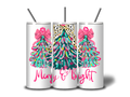 Merry & Bright Pink Christmas Tree 20oz Tumbler