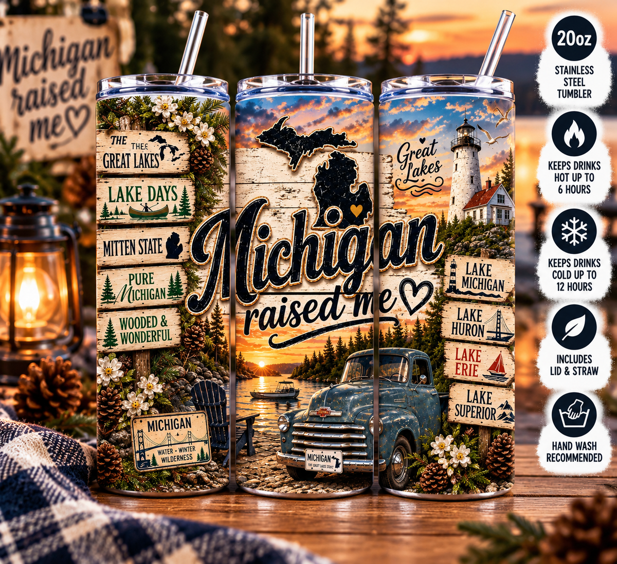 Michigan Raised Me Great Lakes 20oz Tumbler
