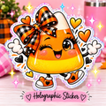 Cute Candy Corn Holographic Sticker
