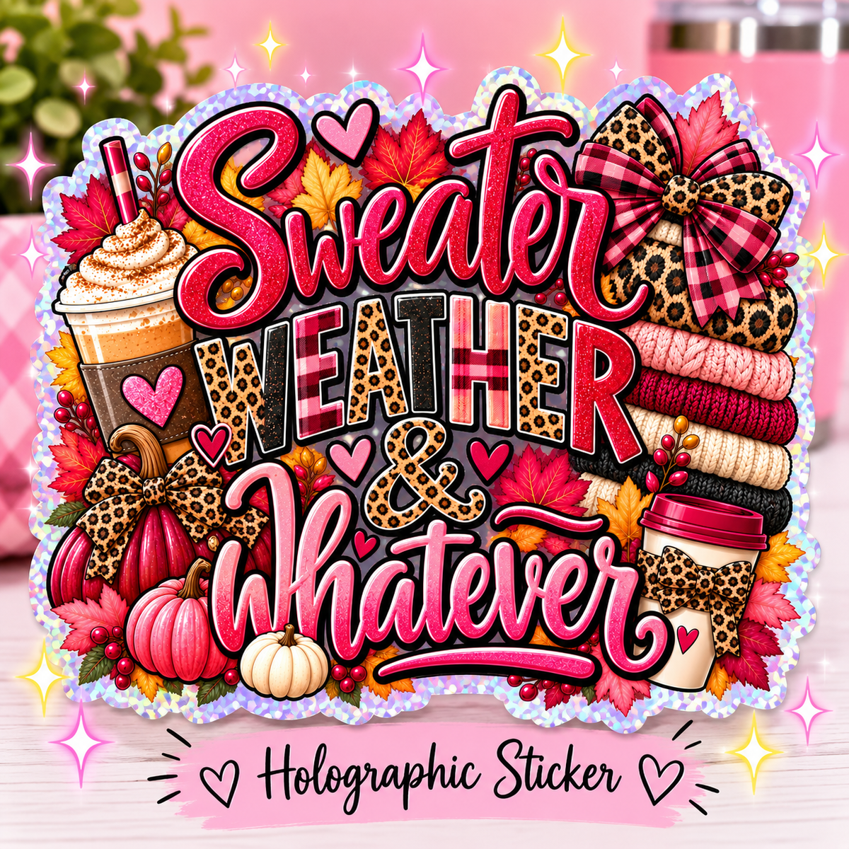Sweater Weather & Whatever Holographic Sticker