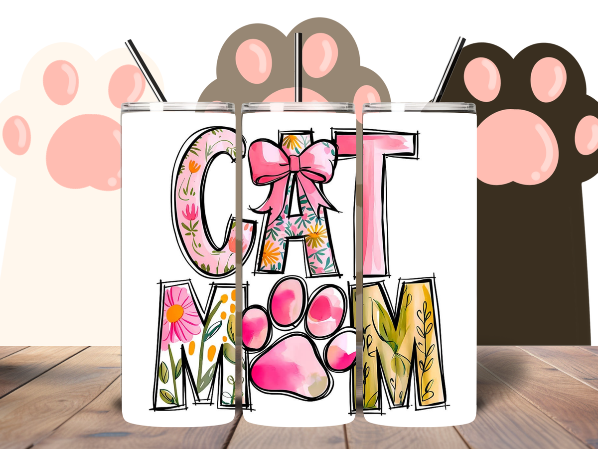Cat Mom – Floral 20oz Tumbler